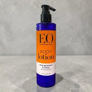 EO ESSENTIAL OILS BE BALANCED BODY LOTION ROSE GERANIUM & CITRUS 8 OZ